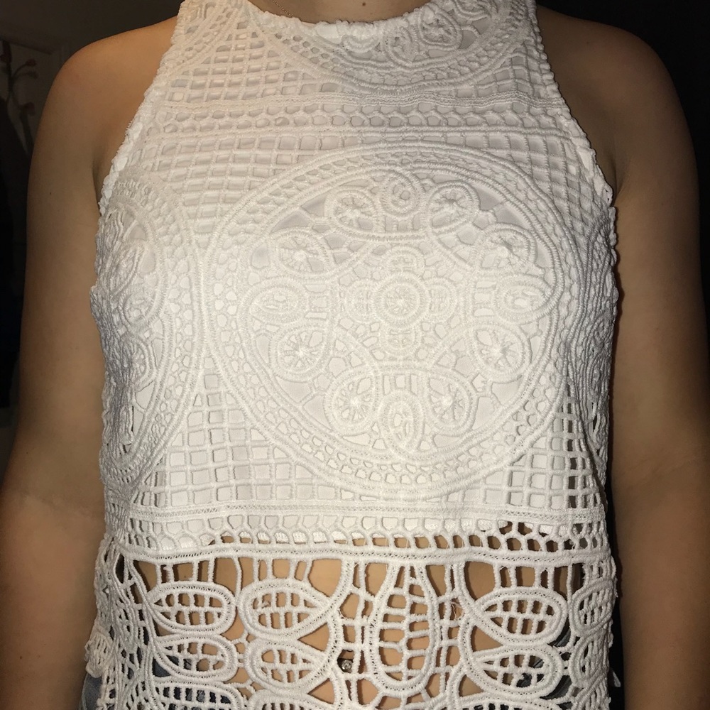 White dressy cropped tank